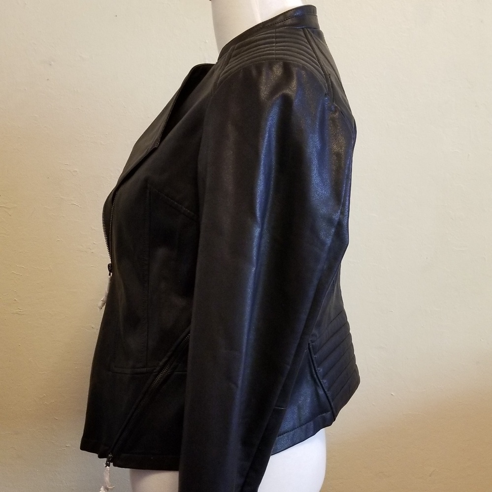 Pamela Dennis Faux Leather Moto Jacket 1X - Picture 6 of 8